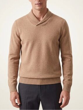 Perry Ellis Tan Turtleneck Sweater Mens Cozy Knit Neutral Minimalist